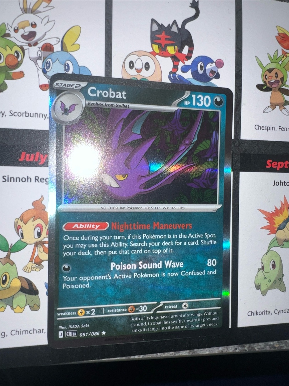 Pokemon Crobat Holo Blue Purple Black Trading Card Foil